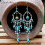Turquoise & Sterling Silver Handmade Wirewrap Chandeliers - OutOfAsia